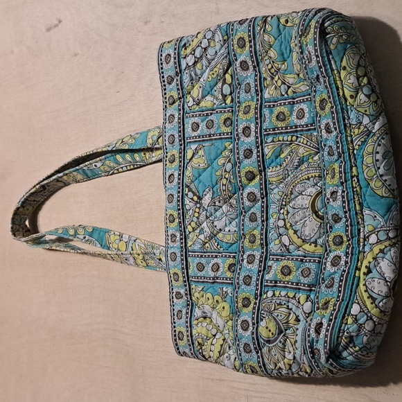 P5 Vera Bradley Peacock Tote Retired Double Handle Toggle Shoulder Bag Small - Picture 5 of 9